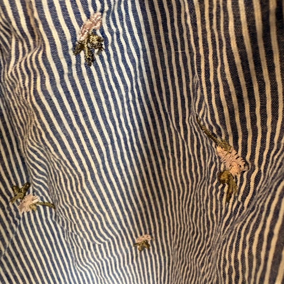 Westport Blue Pinstripe Blouse with Floral Details - Picture 4 of 4